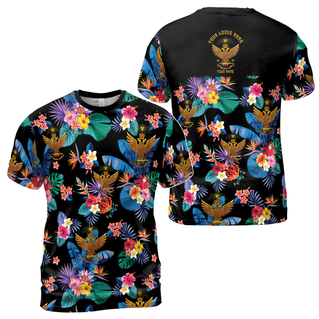 Customized Scottish Rite 33 Colorful Palm Leaf Men's T-shirt S-5XL - FUKAMASONIC