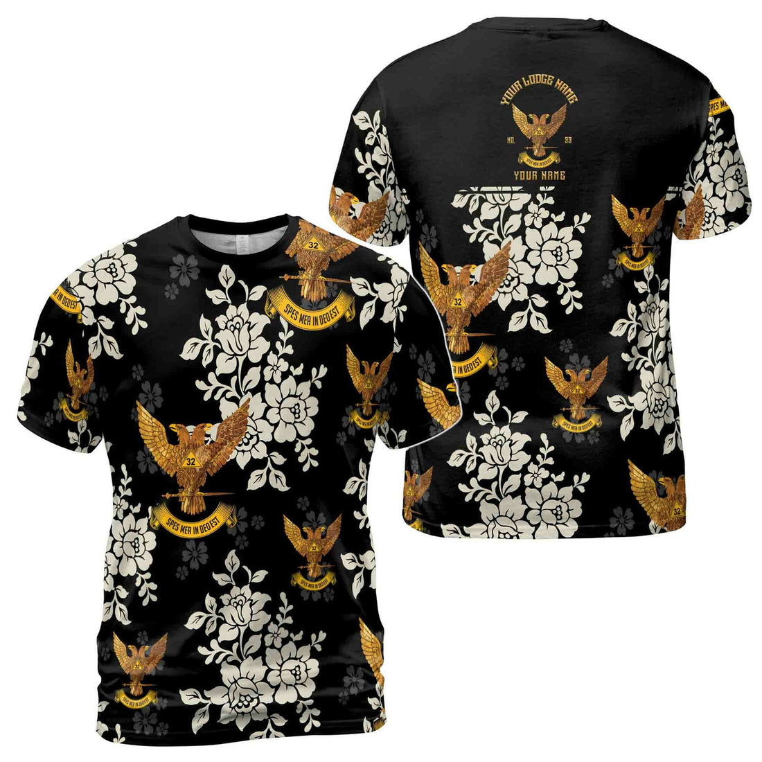 Customized Scottish Rite 32 Tropical Floral Men's T-shirt S-5XL - FUKAMASONIC