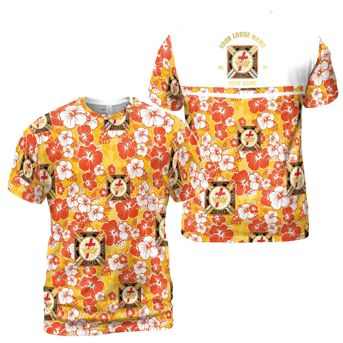 Customized Knights Templar Commandery Masonry Floral Men's T-shirt S-5XL - FUKAMASONIC