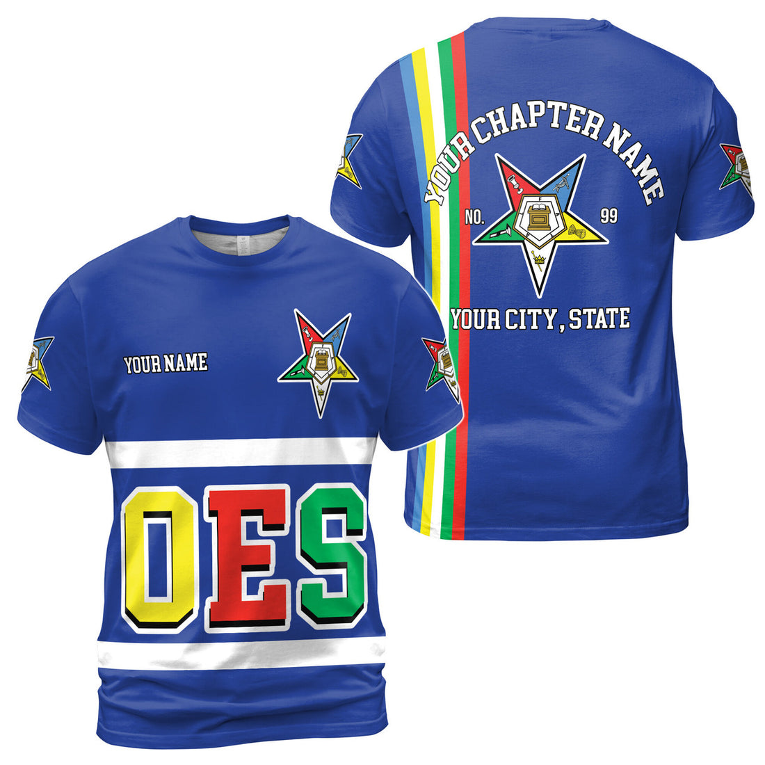 Personalized Multi-color Order of the Eastern Star OES AF&AM 3D T-shirt S-5XL - FUKAMASONIC