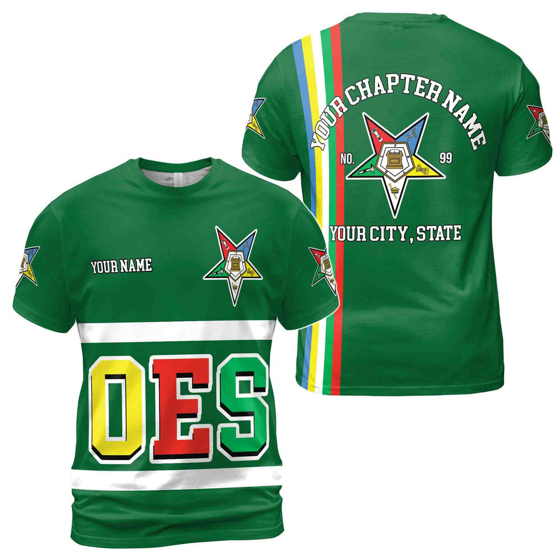Personalized Multi-color Order of the Eastern Star OES AF&AM 3D T-shirt S-5XL - FUKAMASONIC