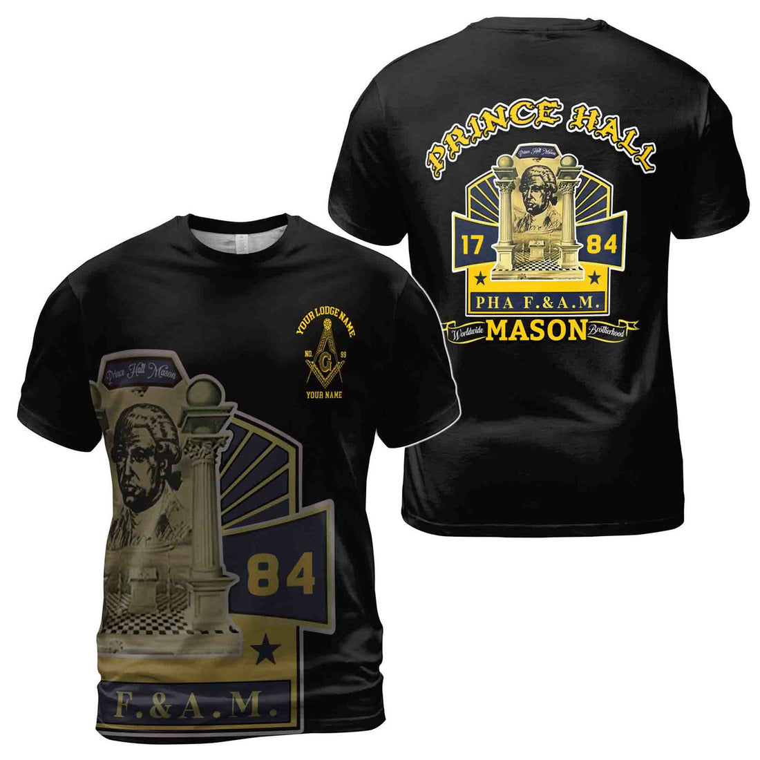 Customized PHA Prince Hall Masonry F.&A.M. Men's T-Shirt S-5XL - FUKAMASONIC