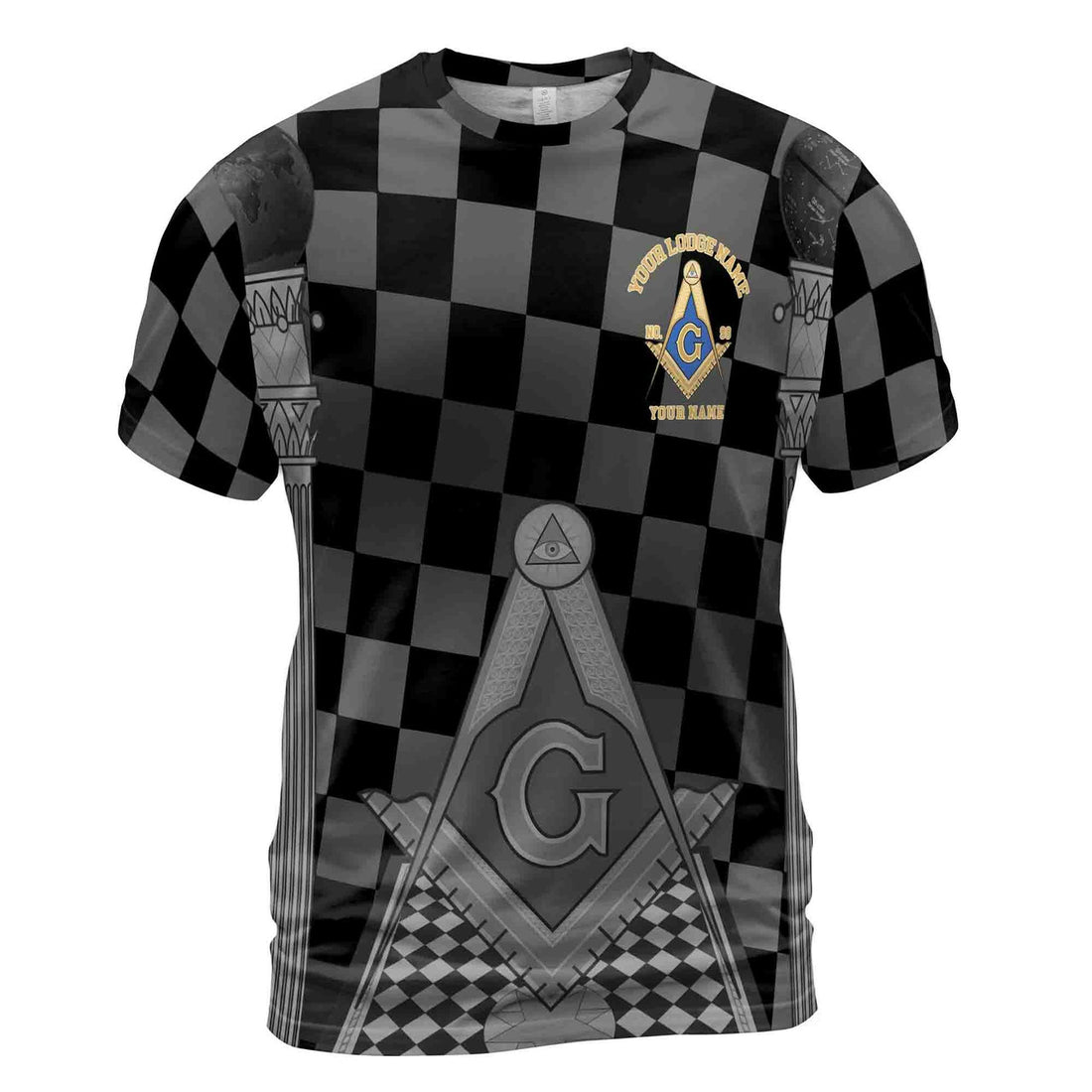 Personalized Blue Lodge Freemasonry With Caro Pattern Men's T-Shirt S-5XL - FUKAMASONIC