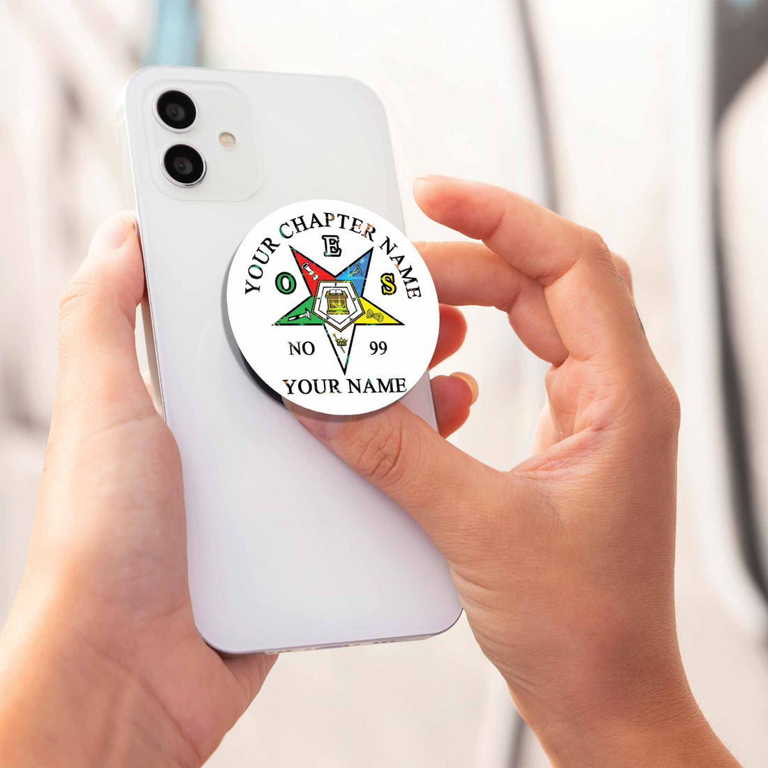 Customized OES Eastern Star Symbol Masonic Hologram PopSocket - FUKAMASONIC