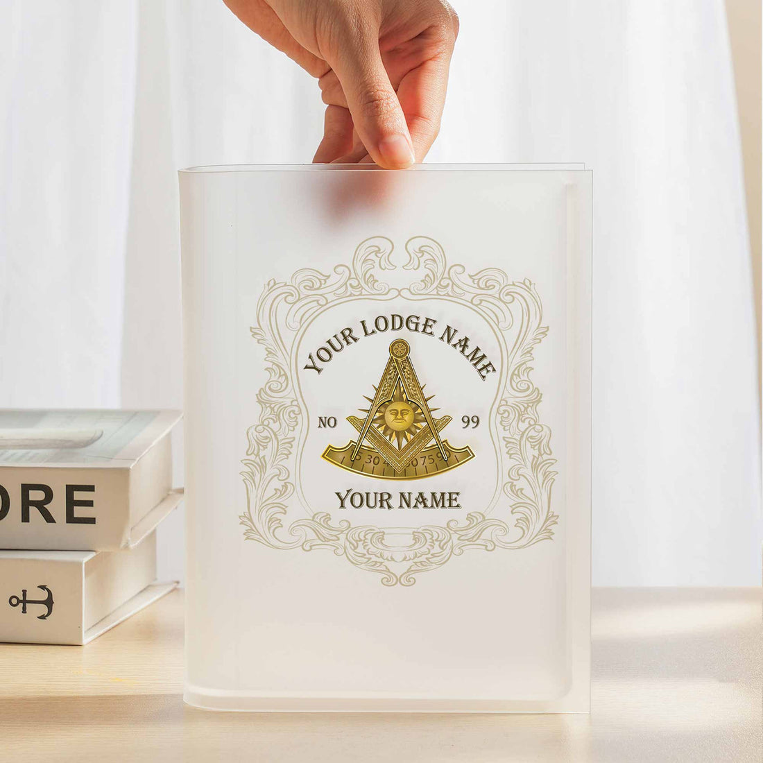 Customized Past Master Freemasonry Masonic Acrylic Book Vase - FUKAMASONIC