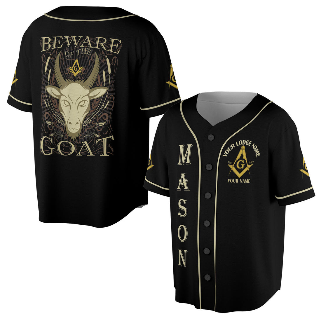 Masonic Beware Of The Goat Funny Freemason Baseball Jersey S-5XL