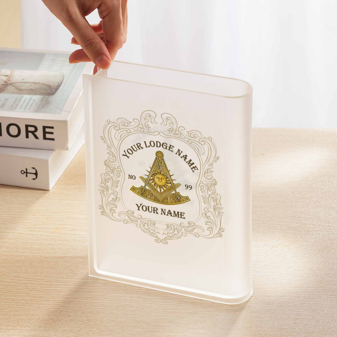 Customized Past Master Freemasonry Masonic Acrylic Book Vase - FUKAMASONIC