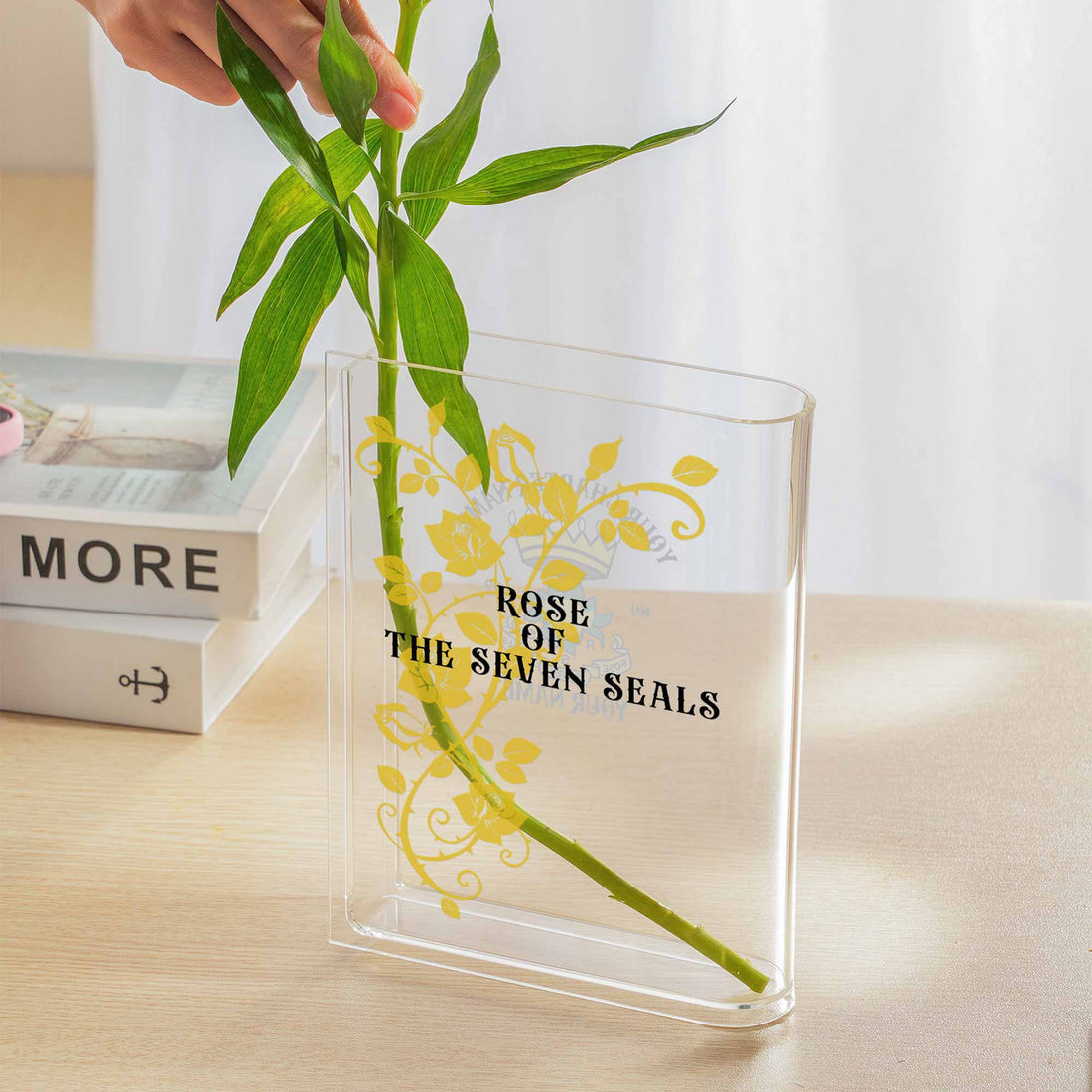 Customized with Name and Chapter Rose of the Seven Seals ROS Acrylic Book Vase - FUKAMASONIC
