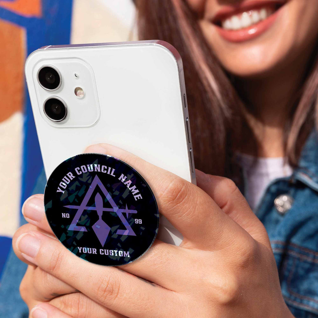 Customized Cryptic Masonry Symbol Masonic Hologram PopSocket - FUKAMASONIC