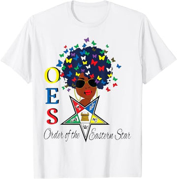 OES Sister Butterfly Afro Hair the Eastern Star Mother's Day T-Shirt