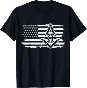 Mason Square & Compass Masonic US Flag Freemason T-Shirt