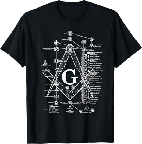 Structure of Freemasonry Square and Compass Diagram T-Shirt
