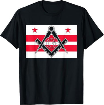 Washington DC State Flag Masonic Square & Compass Freemason T-Shirt