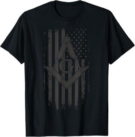Mens Masonic American Flag Square and Compass - Freemason T-Shirt