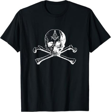 Masonic Skull And Bones Square Compass Symbol - Freemason T-Shirt