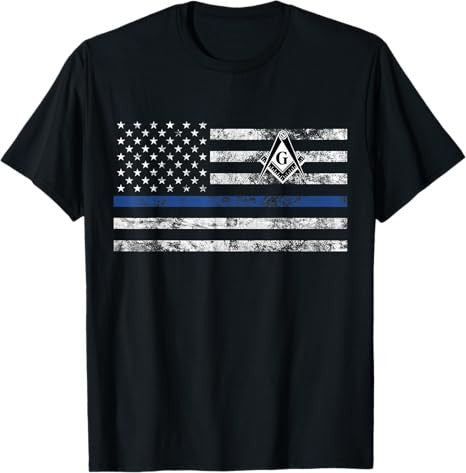 Masonic Police Thin Blue Line Flag Mason T-Shirt