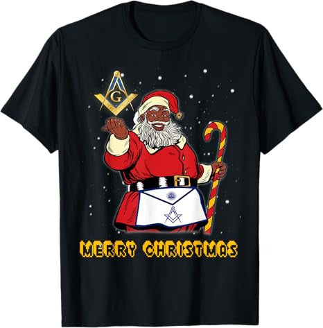 Masonic Santa Claus Mason Apron Merry Christmas And New Year T-Shirt