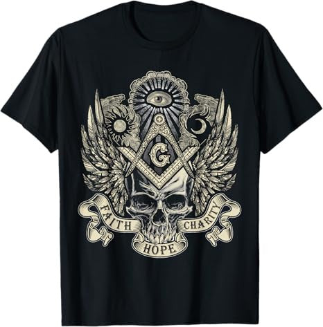 Masonic Skull God's Eye Faith Hope Charity Fathers Christmas T-Shirt