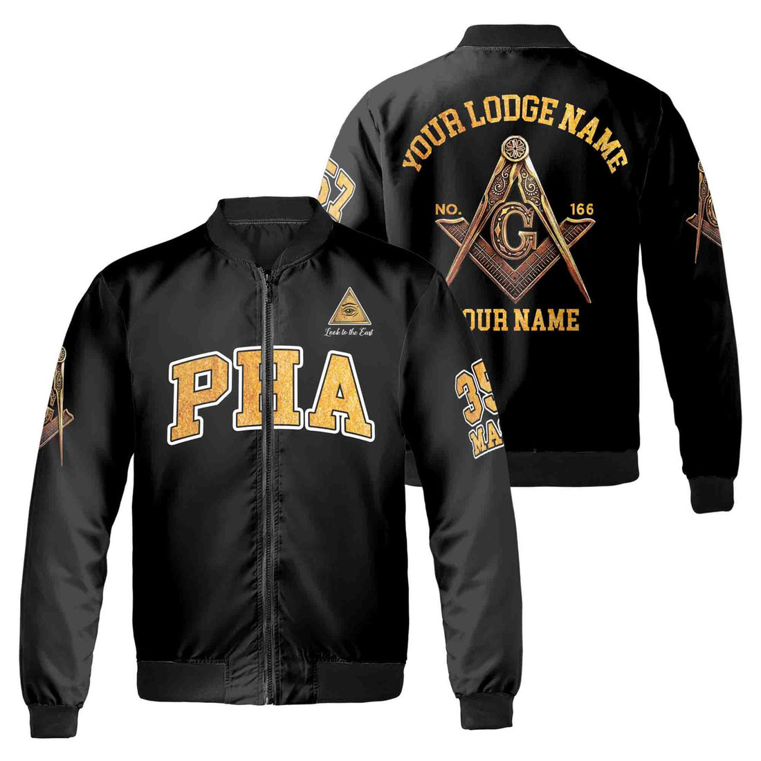 Customize Lodge Name and Number Freemasonry 357 PHA Masonic Symbol Unisex Bomber Jacket S-5XL - FUKAMASONIC