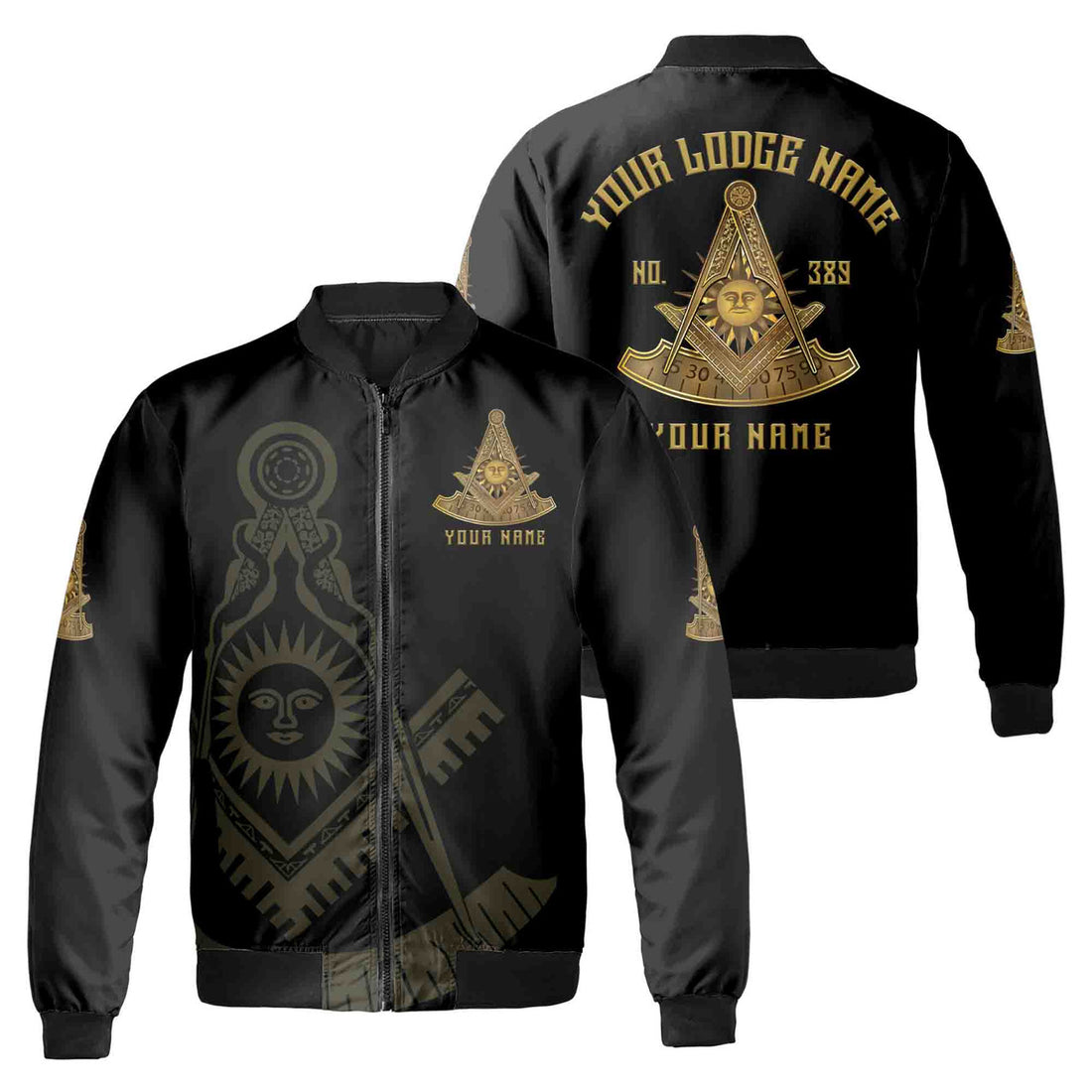 Custom Lodge Name Number Masonic Past Master Sun Freemason Unisex Bomber Jacket S-5XL - FUKAMASONIC