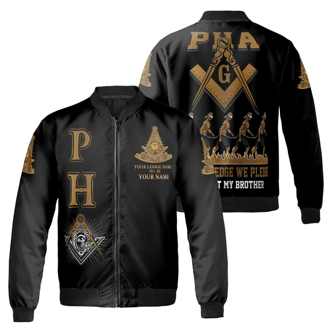 Customize Lodge Name, Name and Number Past Master PHA Bomber Jacket S-5XL - FUKAMASONIC