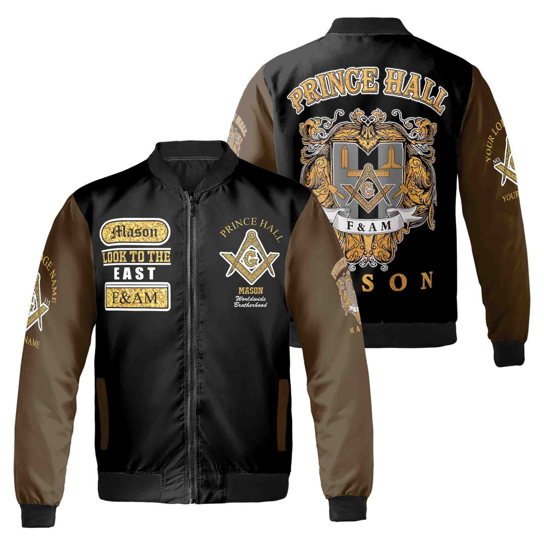 Freemasonry Prince Hall, Masonic Medieval Custom Name, Lodge Name Unisex Bomber Jacket S-5XL - FUKAMASONIC