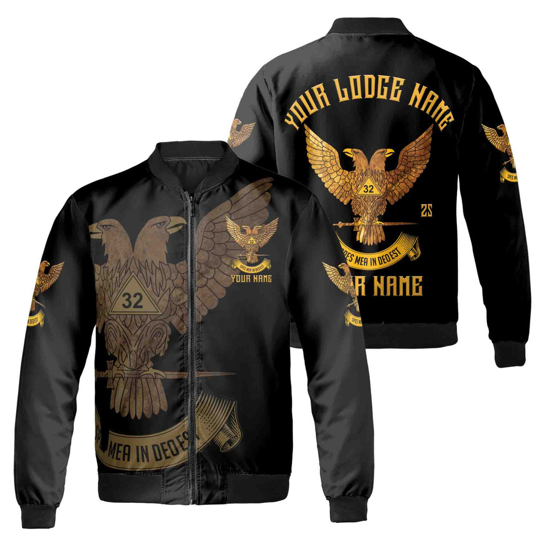 Custom Scottish Rite 32 Degree Eagle Wings Up Masonic Unisex Bomber Jacket S-5XL - FUKAMASONIC