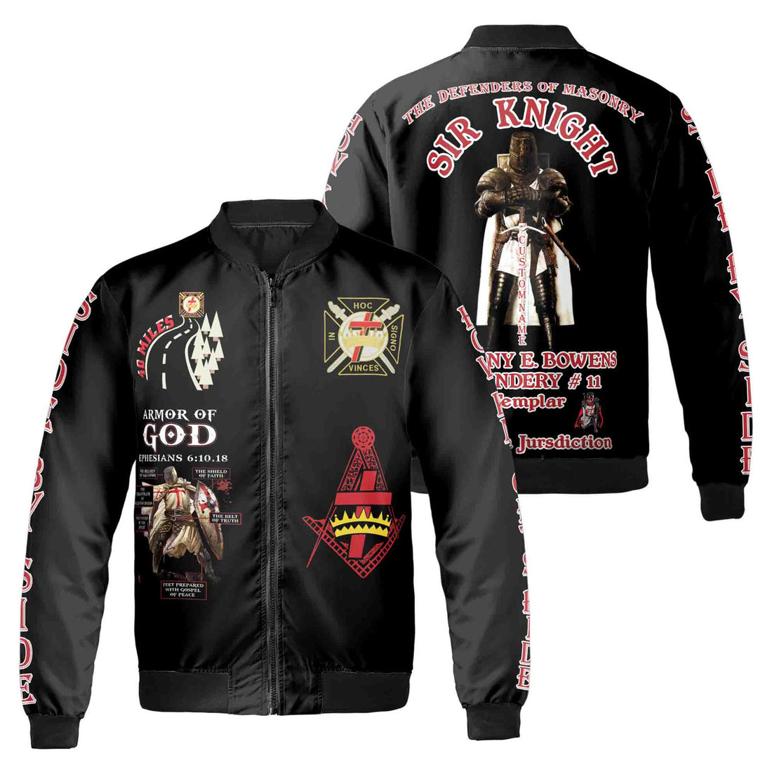 Customize The Defenders Of Masonry Sir Knight Armor of God Knight Templar PHA Unisex Bomber Jacket - FUKAMASONIC