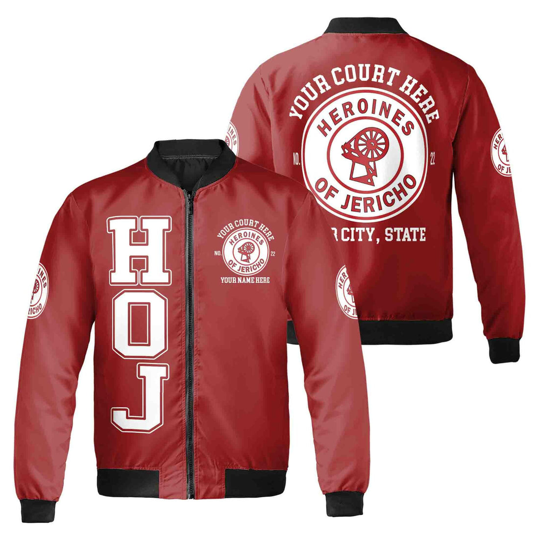 Custom Name HOI Heroines Of Jericho Freemasony OES Unisex Bomber Jacket S-5XL - FUKAMASONIC