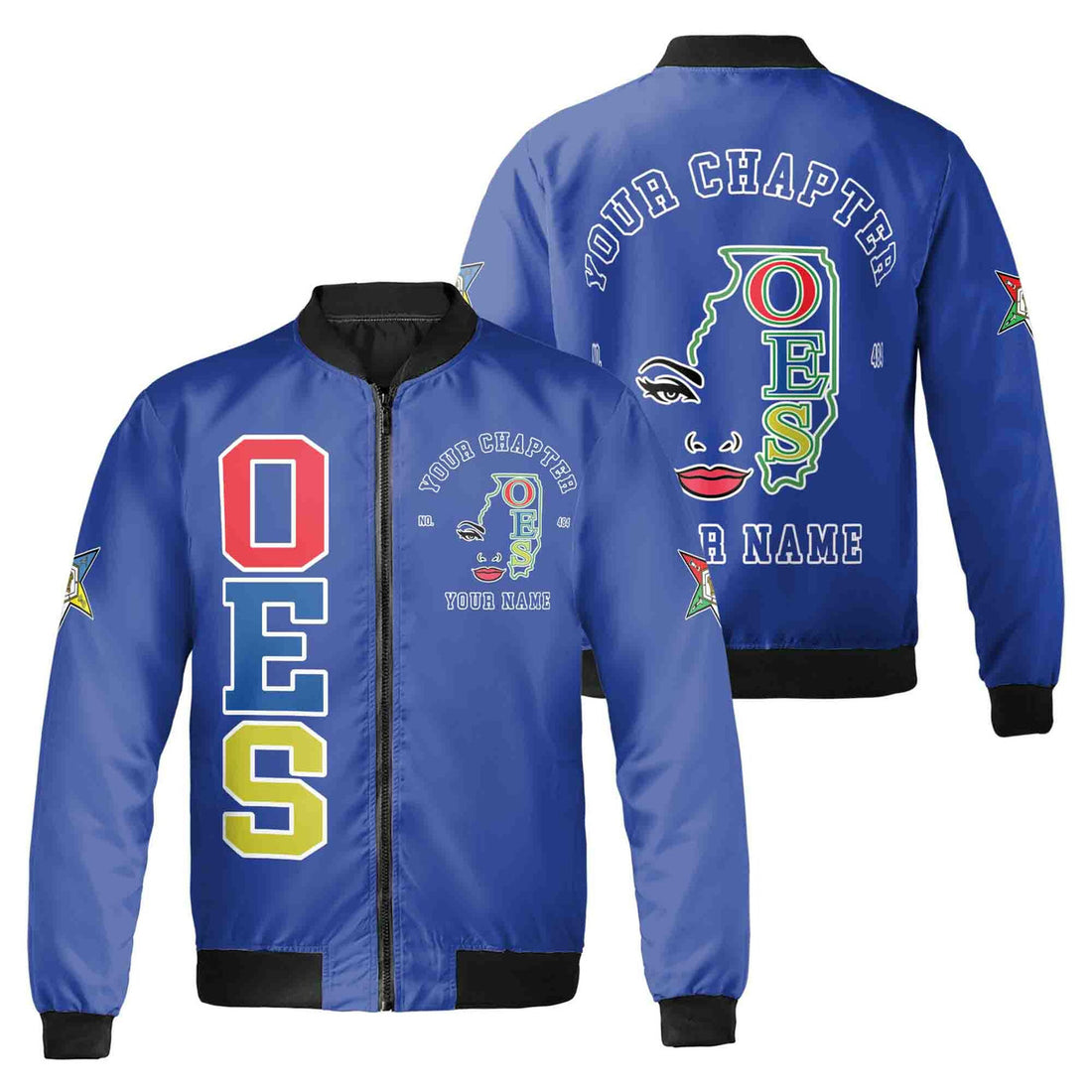 Custom Name Chapter Map Order Of The Eastern Star OES Mason Unisex Bomber Jacket S-5XL - FUKAMASONIC
