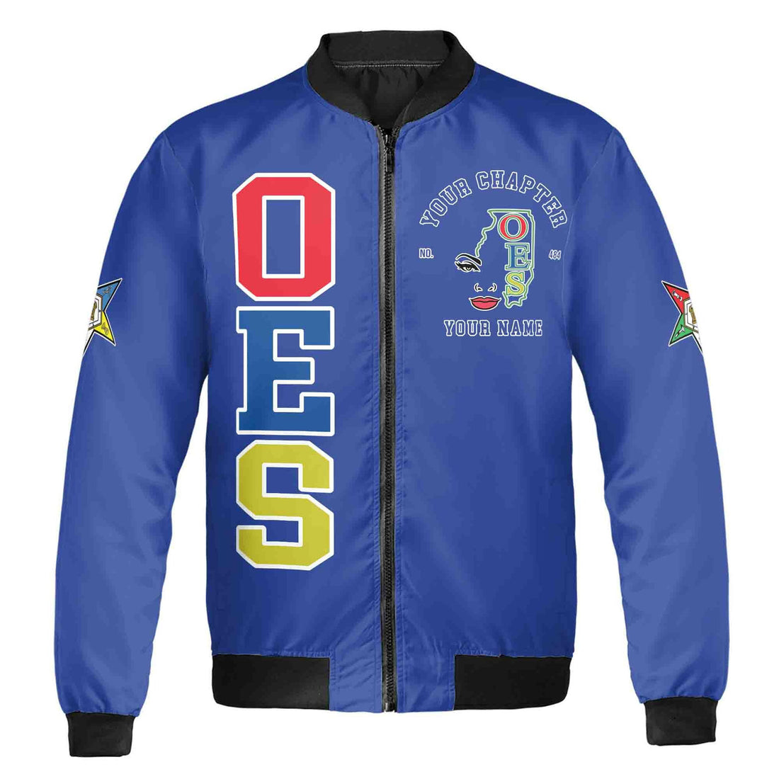 Custom Name Chapter Map Order Of The Eastern Star OES Mason Unisex Bomber Jacket S-5XL - FUKAMASONIC