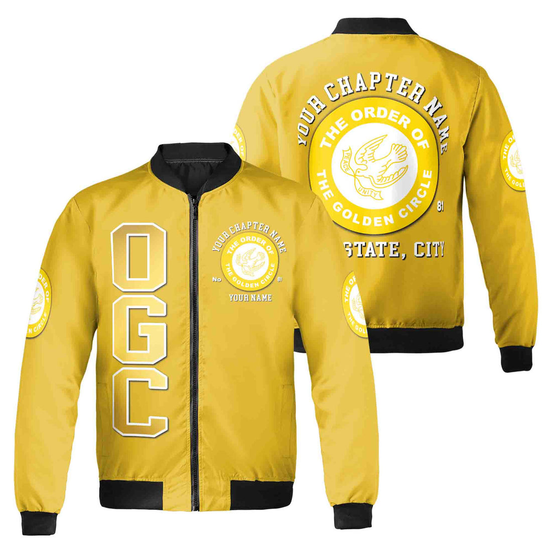 Custom Name Chapter Order of the Golden Circle Scottish Rite of Fremasonry Unisex Bomber Jacket S-5XL - FUKAMASONIC