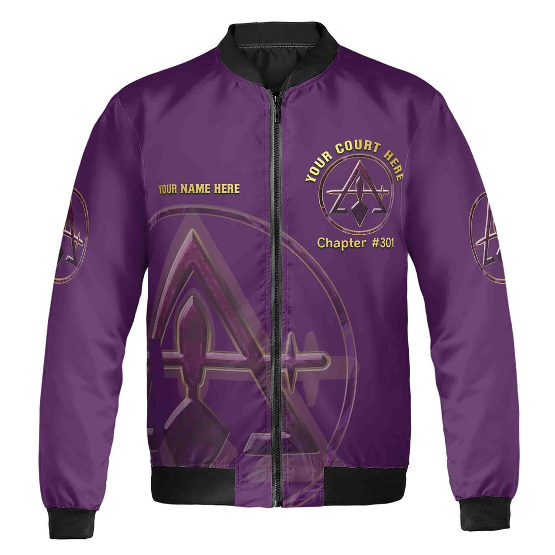 Custom Name Court York Rite Purple Unisex Bomber Jacket S-5XL - FUKAMASONIC