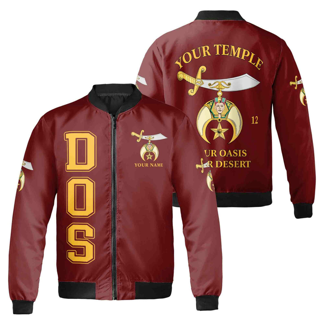 Custom Name Temple Daughters of Sphinx DOS Unisex Bomber Jacket S-5XL - FUKAMASONIC