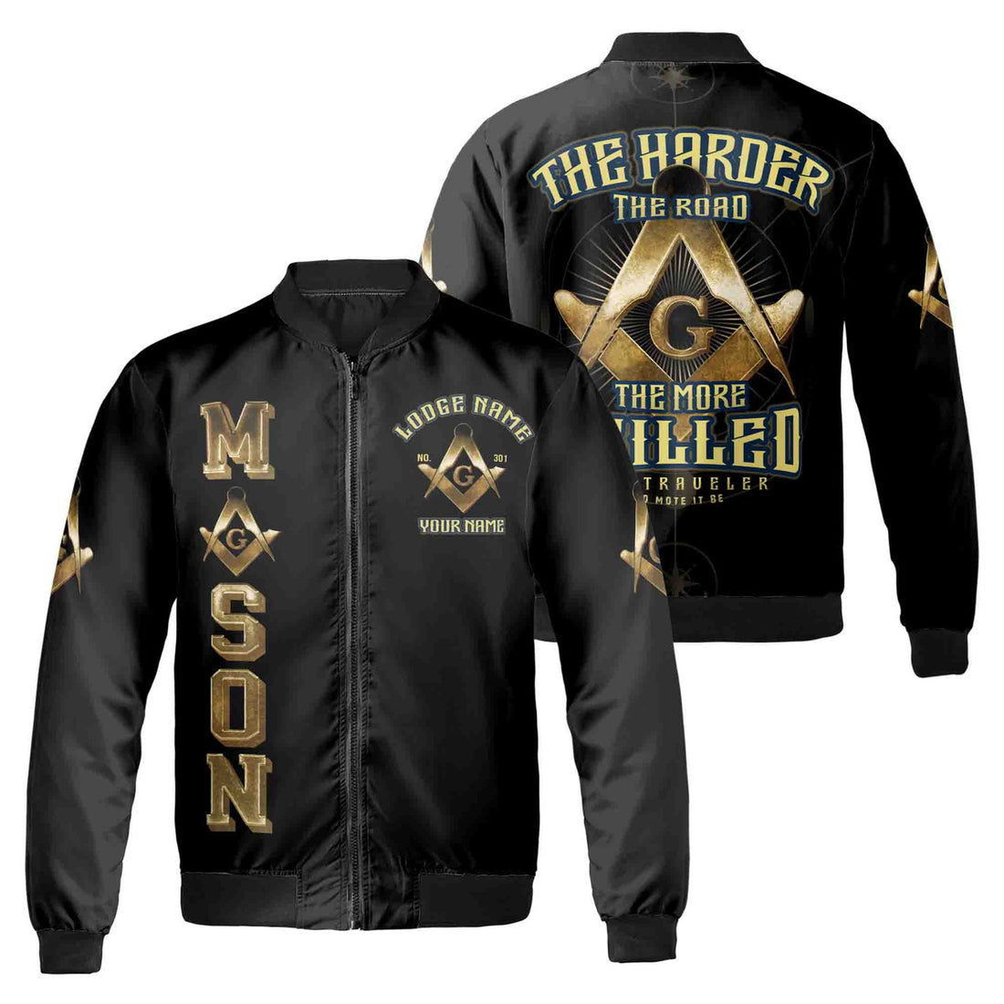 Customize Name Lodge Name Fremasonry Masonic PHA Unisex Bomber Jacket S-5XL - FUKAMASONIC