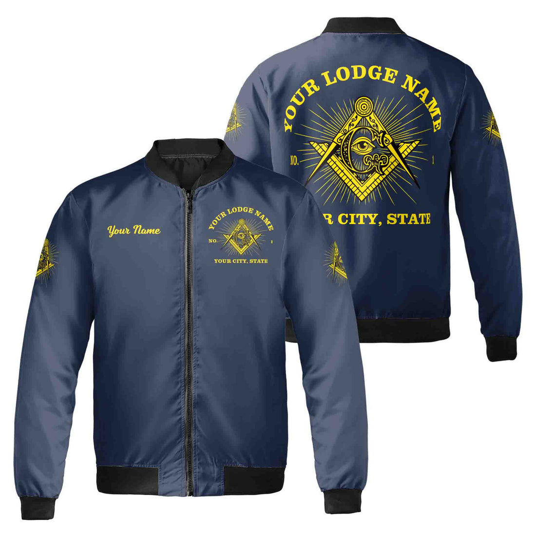Custom Name Lodge Name Fremasonry Masonic PHA Unisex Bomber Jacket S-5XL - FUKAMASONIC