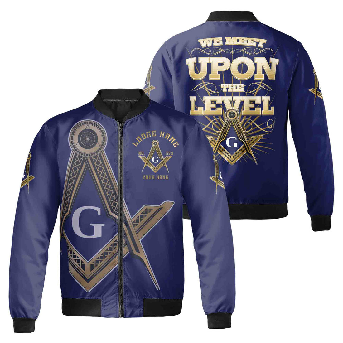 Custom Name Lodge Name Fremasonry We Meet Upon The Level Masonic Bomber Jacket - FUKAMASONIC