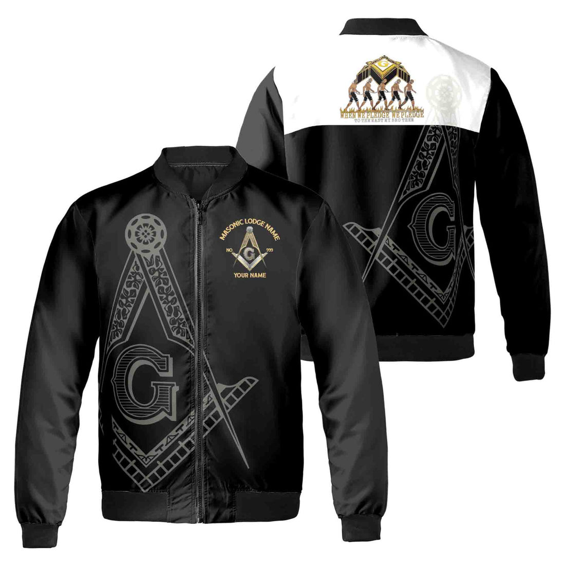 Customize Lodge Name, Name and Number PHA Freemasonry Masonic Bomber Jacket - FUKAMASONIC
