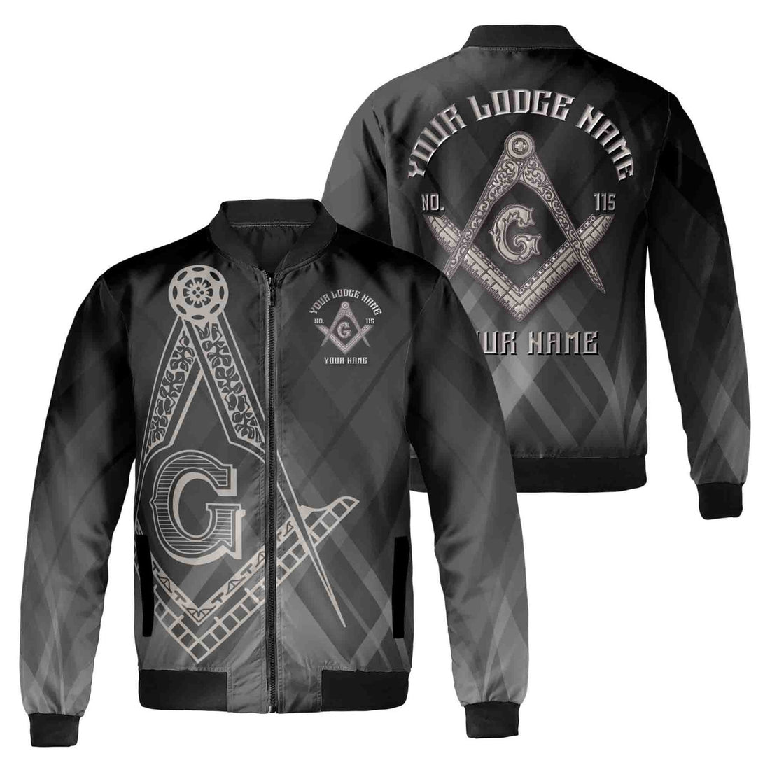 Customize Name Lodge Name Masonic Freemasonry Emblem Mason Unisex Bomber Jacket - FUKAMASONIC