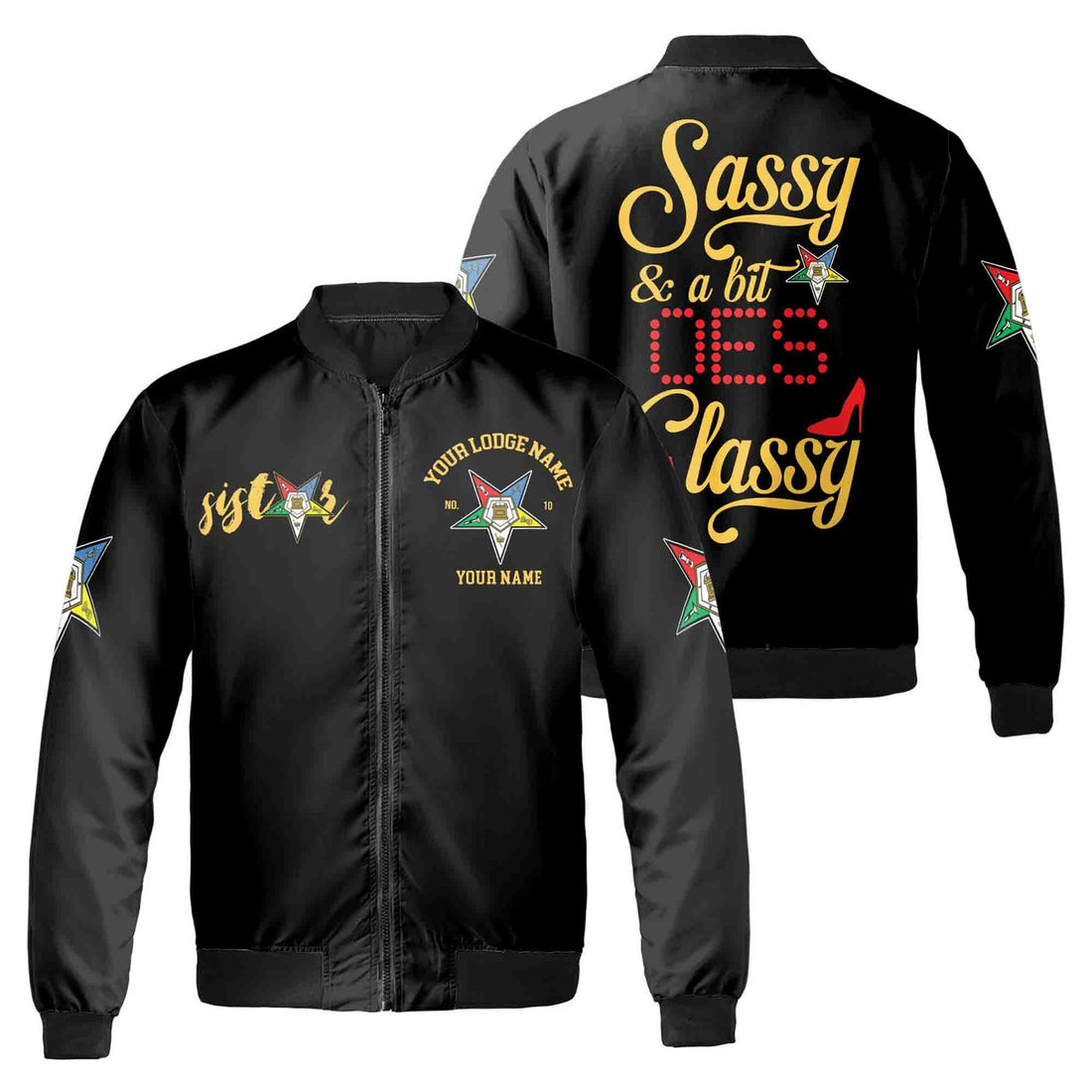 Custom Name Chapter Name OES Sassy and Classy Unisex Bomber Jacket S-5XL - FUKAMASONIC