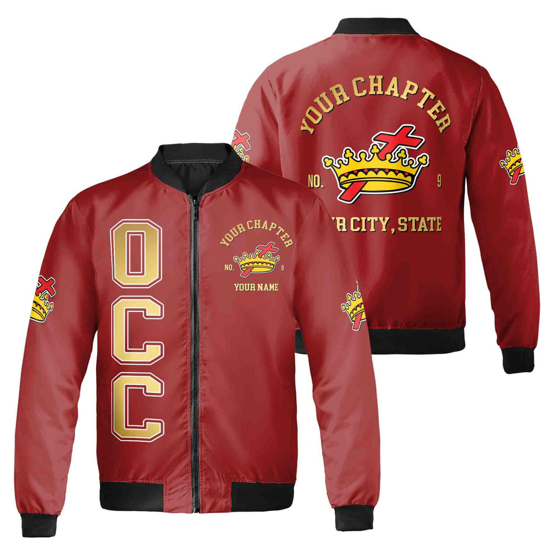 Customize Name Chapter Order of the Cyrene Crusaders OCC Emblem Unisex Bomber Jacket S-5XL - FUKAMASONIC