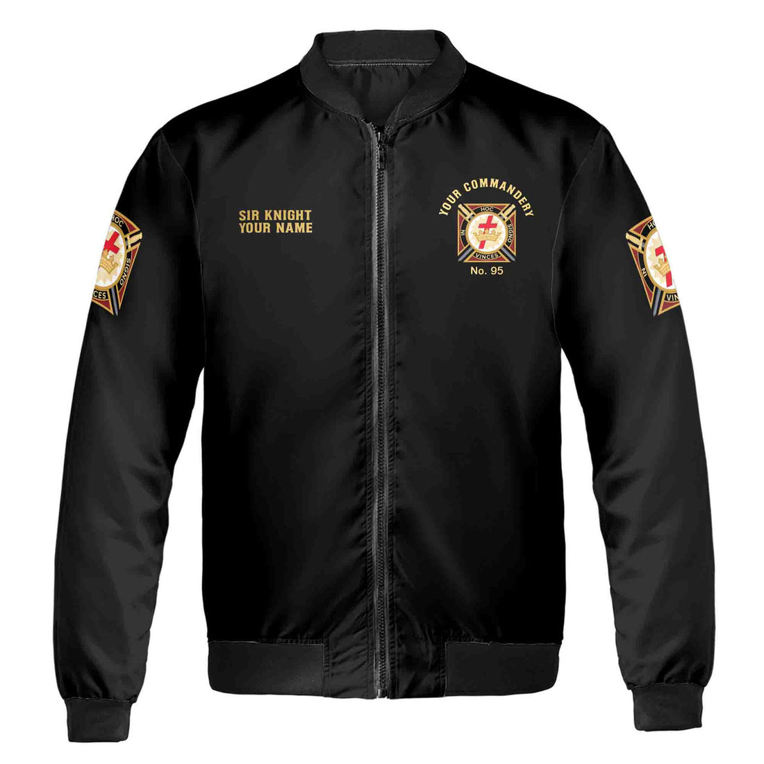Customize Name Masonic Knights Templar Commandery Freemasonry Bomber Jacket S-5XL - FUKAMASONIC