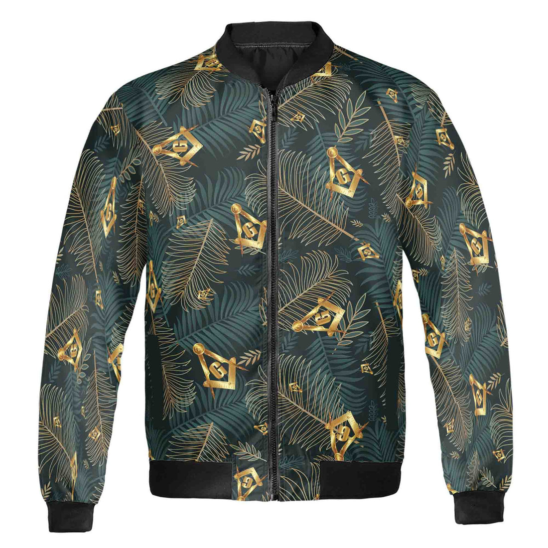 Customize Masonic Master Mason Tropical Palm Leafs Bomber Jacket S-5XL - FUKAMASONIC