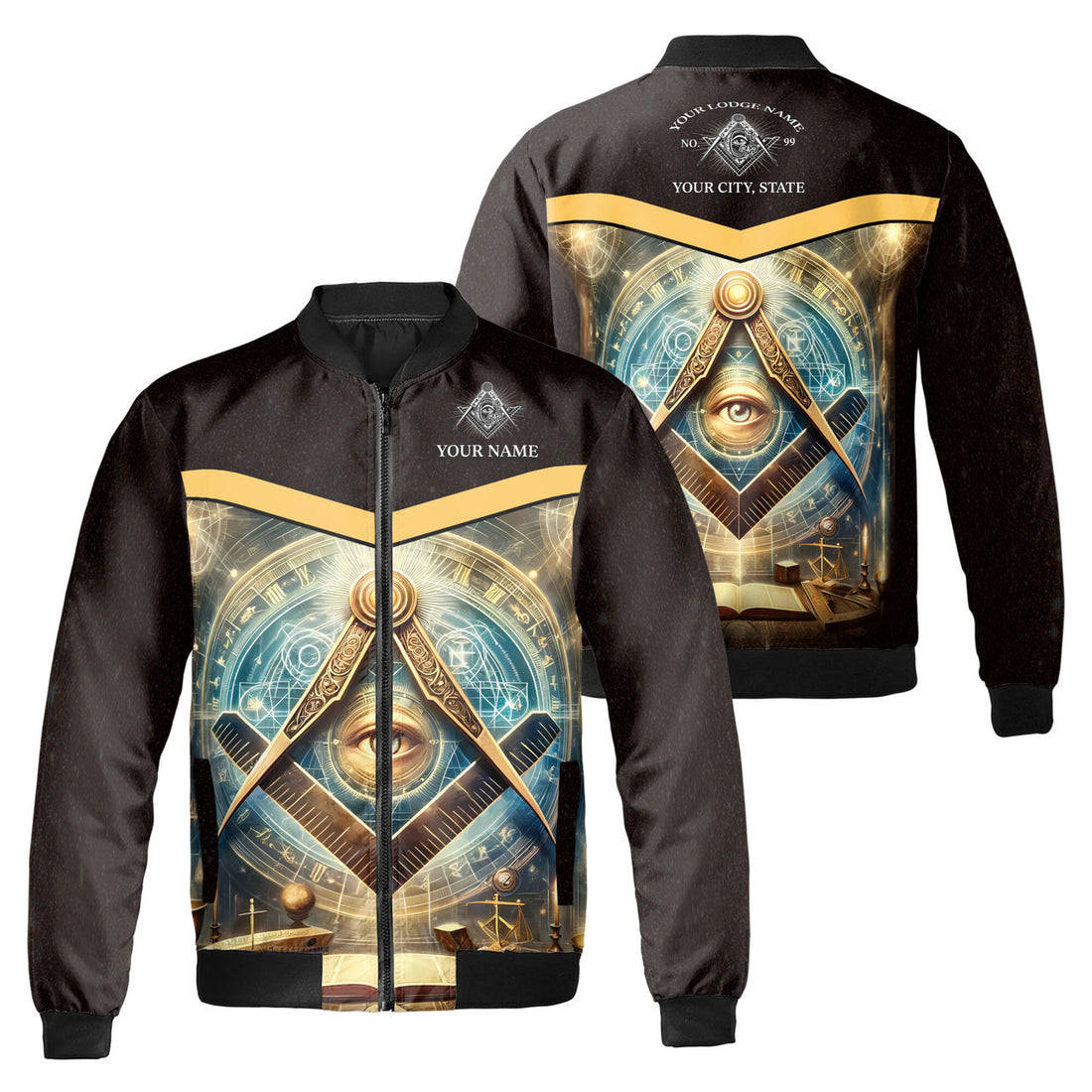 Personalized Master Mason Freemasonry Mystic Bomber Jacket S-5XL - FUKAMASONIC