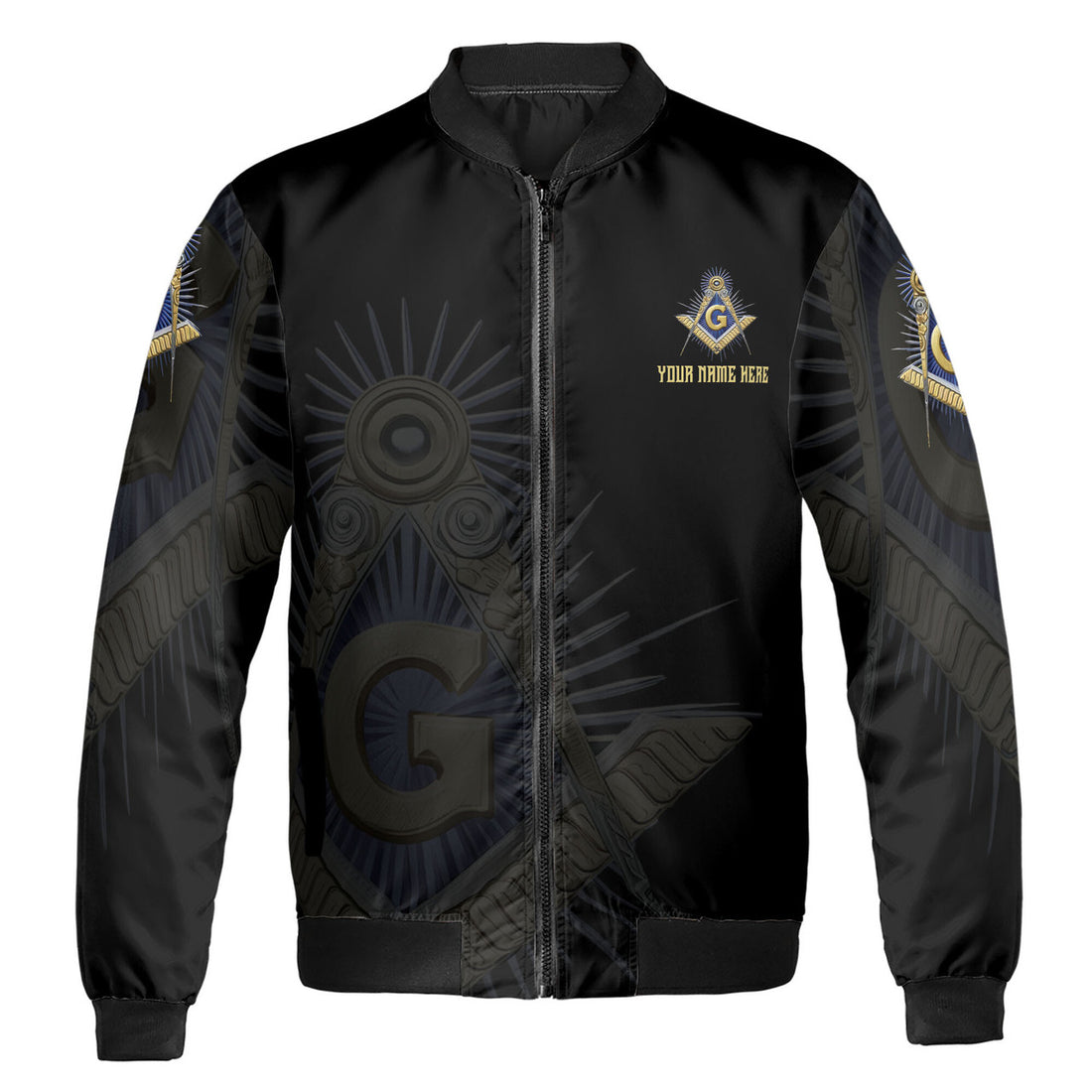 Personalized Freemasonry Master Mason Golden Bomber Jacket S-5XL - FUKAMASONIC
