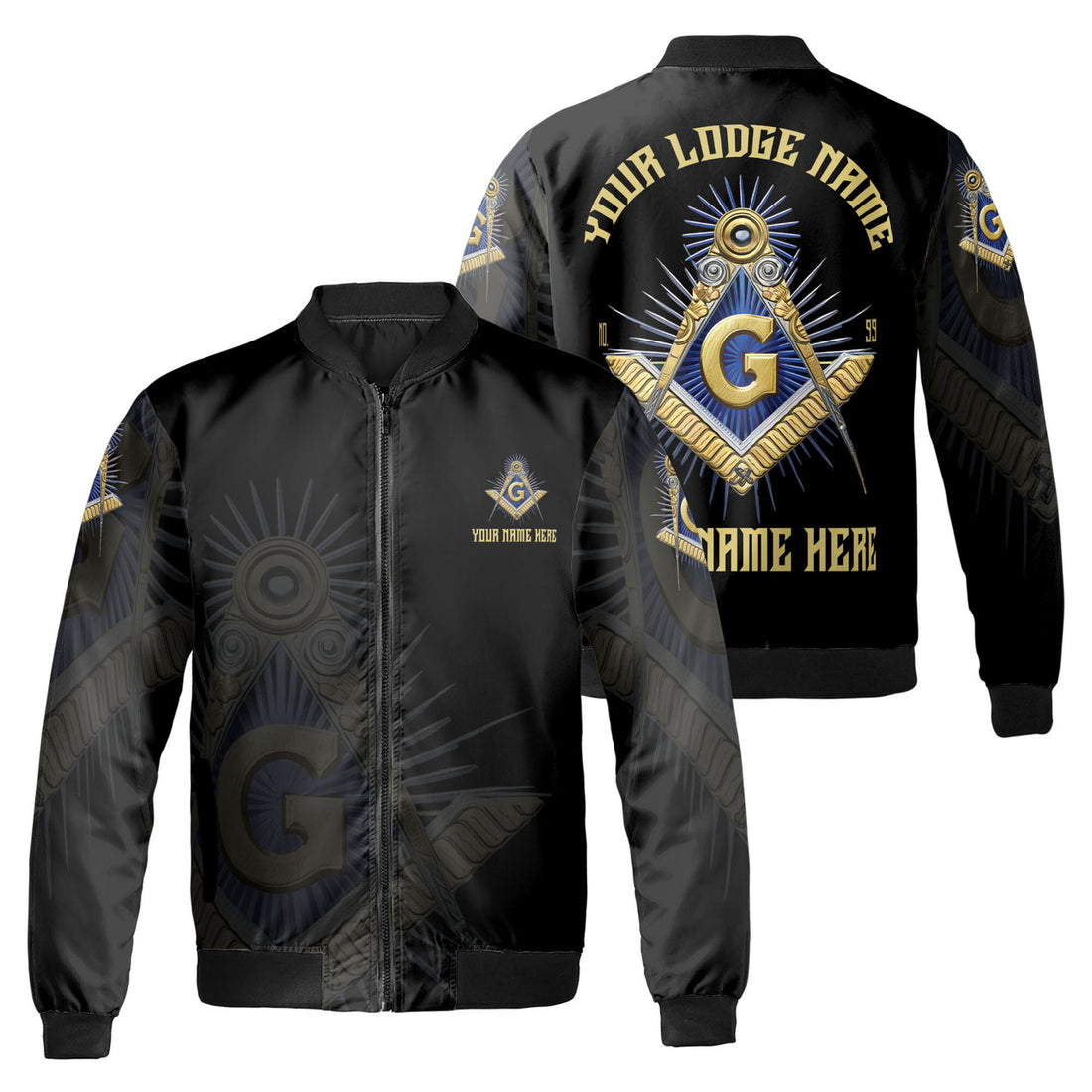 Personalized Freemasonry Master Mason Golden Bomber Jacket S-5XL - FUKAMASONIC