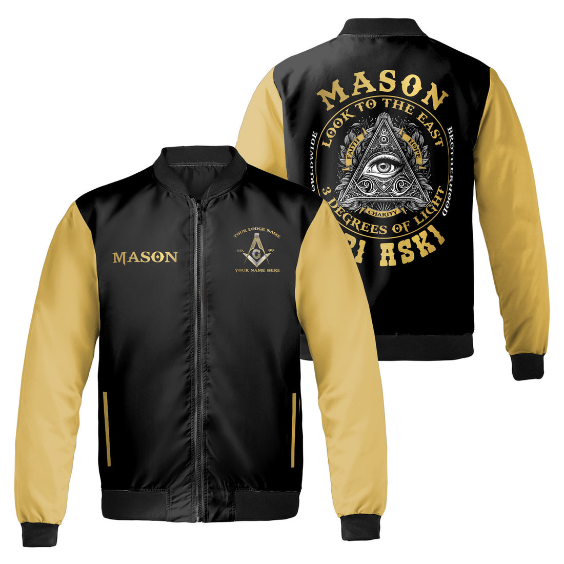 Customized Masonic Freemason Look At The East 2B1 ASK1 Bomber Jacket S-5XL - FUKAMASONIC