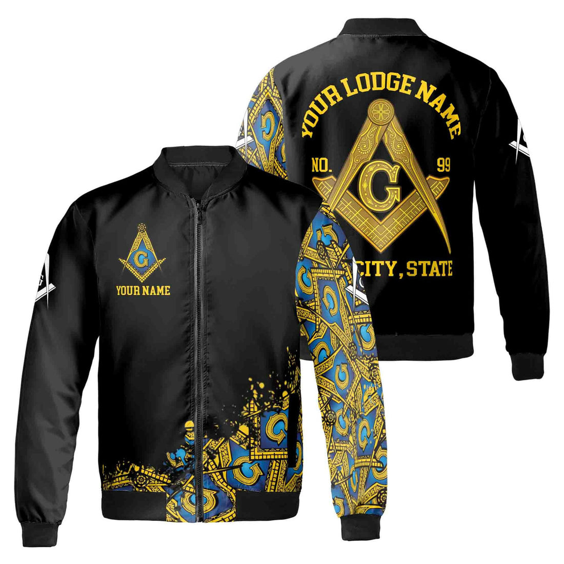 Customized Blue Lodge Master Mason Mansonic Bomber Jacket S-5XL - FUKAMASONIC