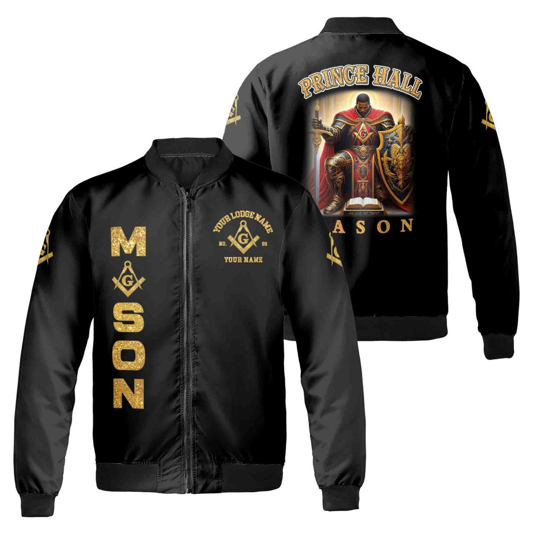 Customized Mason Prince Hall F&A.M Bomber Jacket S-5XL - FUKAMASONIC