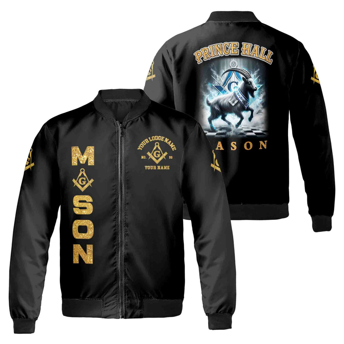 Personalized Freemason Prince Hall Custom Bomber Jacket S-5XL - FUKAMASONIC